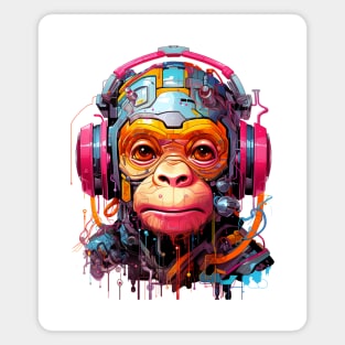 Cartoon monkey robot. T-Shirt, Sticker. Magnet